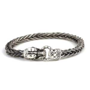 Bracelet tressé en argent sterling 925 avec tête de dragon et diamants, plaqué rhodium, perles religieuses, idéal pour les cadeaux - Product Image 3