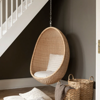 Fauteuil suspendu en forme d'œuf, hamac de patio, chaise suspendue, panier en rotin, hauteur réglable, utilisation intérieure et extérieure