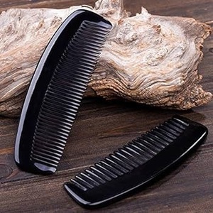 Peigne artisanal en corne naturelle, étanche, style animalier, pour cheveux, cadeau personnalisé, en véritable corne de buffle, agate polie, Inde - Product Image 4