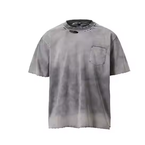 เสื้อยืดมีรูขาดสำหรับผู้ชายเสื้อยืดมีรูขาดโลโก้ที่กำหนดเอง - Product Image 2