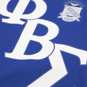 T-shirt graphique PBS-bleu | Chemise Phi Beta Sigma 100% coton avec logo d'équipe imprimé et logo tissé brodé | Vêtements de fraternité - Product Image 3