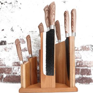 Bloque de cuchillos magnético de madera 360 Soporte universal de tablero de doble cara con soporte de tira de cuchillo de imán fuerte - Product Image 3
