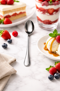 Cuchara para Postre Serie Raya de Mr. Spoon, 175 mm, Acero Inoxidable 18/0, Mango Monobloque, Apta para Lavavajillas, Resistente a la Corrosión, Estilo Clásico - Product Image 4