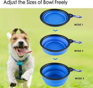 Yongli mangkuk silikon untuk anjing, mangkuk silikon dapat dilipat dengan mangkuk untuk makanan kucing kecil, mangkuk perjalanan portabel pemberi makan air, Tag ID hewan peliharaan - Product Image 6