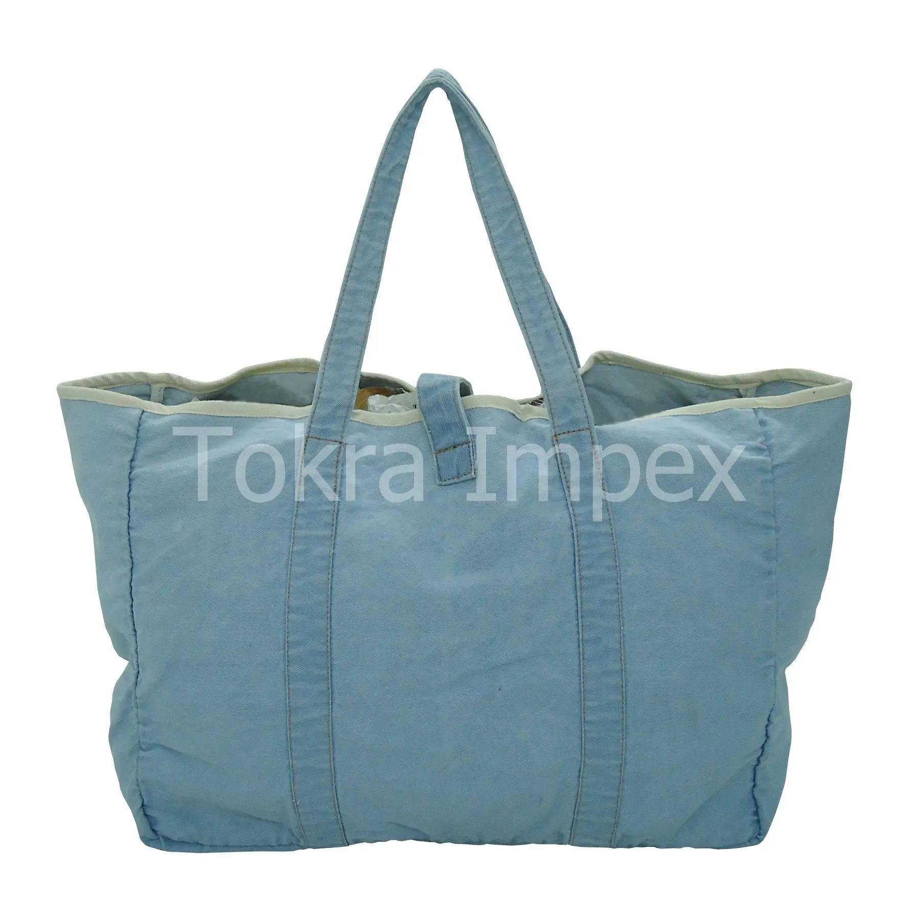 Custom Logo Printed Heavy Duty Home Utility Canvas Self Handle Denim Tote Bag for Promotion