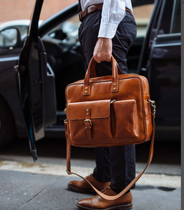 Porte-documents en cuir, porte-documents en cuir marron, porte-documents en cuir pour hommes sacoche pour ordinateur portable cadeaux pour lui porte-documents en cuir homme - Product Image 1