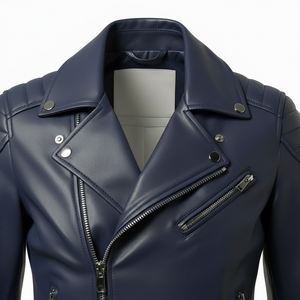 Veste de moto en cuir bleu marine authentique pour femmes, service personnalisé, vente en gros, veste de motard pour femmes, cuir de qualité supérieure, approvisionnement en vrac - Product Image 5
