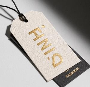 Sang trọng tùy chỉnh in treo thẻ cho quần áo nổi kết cấu & Lá Vàng logo dập nóng kỹ thuật chuỗi phong cách cho mũ - Product Image 1