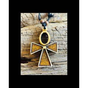 Handmade Classic <b>Wooden</b> <b>Cross</b> <b>Necklace</b> Gold Plated with Diamond and Pearl for Christian Orthodox Engagement Gift - Product Image 1