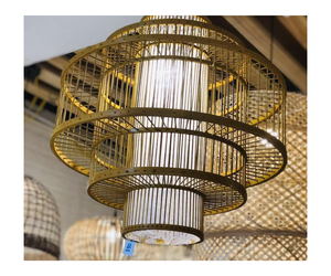 Lustre léger fait à la main tissé à la main abat-jour cadres nuances couvre pendentif en osier économie d'énergie salle à manger - Product Image 1