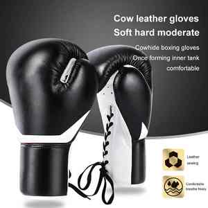 Guantes de boxeo de cuero Pu personalizados, guantes deportivos de perforación para pelear - Product Image 1