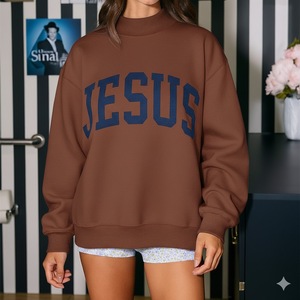2025 Logo personnalisé femmes Polyester/coton femmes col bénitier pull surdimensionné col montant sweat pour les femmes - Product Image 2