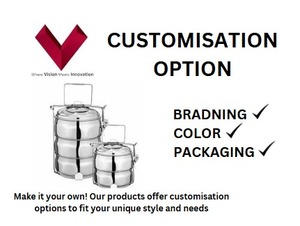 กล่องข้าวสแตนเลส 3 ช่อง สไตล์อินเดีย ขนาด 7x3 นิ้ว สำหรับใส่อาหารไปโรงเรียน ลดราคาพิเศษ - Product Image 3