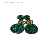 Venta al por mayor de pendientes de gota de cuentas de semillas de arroz de fiesta temática de Navidad pendientes de aro de moda para temporada de vacaciones-joyería personalizable