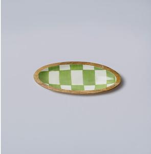 ถาดไม้ทรงรีสีเขียวพร้อมขอบธรรมชาติจานเสิร์ฟที่หรูหราทำด้วยมือ - Product Image 1