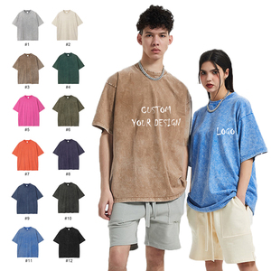 Camiseta Oversize de 250GSM con Lavado Ácido y Efecto Blanqueado, Hombros Caídos, Estilo Vintage, Diseño Exclusivo, Venta al por Mayor - Product Image 1