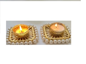 เชิงเทียนพลาสติกสำหรับตกแต่งทำด้วยมือ rangoli ที่ใส่เทียนทีรูปดอกไม้ Diwali ganpati ของตกแต่งงานแต่งงานศูนย์กลางคืน - Product Image 2