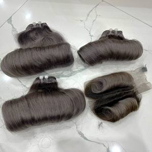 RAW DONOR OMBRE SILVER BOUNCY CURL SUPER DOUBLE BUNDLES ÉPAIS ET PLEINS VRAIS EXTENSIONS DE CHEVEUX HUMAINS - Product Image 6
