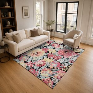Tapis chenille antidérapant RUGS DEPOT LXDP-0492, multicolore, neutre, traditionnel, oriental, imprimé numériquement, lavable en machine, vente en gros - Product Image 2