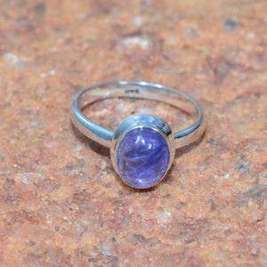 Anillo de Compromiso de Plata de Ley 925 con Tanzanita Natural en Forma Ovalada para Mujer - Regalo para Fiesta - Product Image 1
