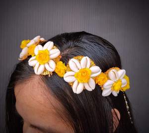 Ensemble de diadèmes en coquillages de style tendance pour femmes et filles, accessoires de cheveux en coquillages pour Haldi, Mehendi, anniversaires et événements, OEM - Product Image 2