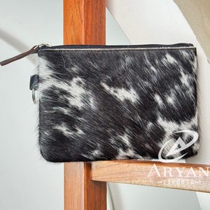 Fabricantes al por mayor 2025 pelo en cuero de vaca señoras cremallera monederos cuero genuino Mini cartera bolsa para mujer - Product Image 1