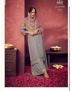 ชุดสูทผู้หญิงพิมพ์ลาย Gorgette Salwar,ชุดสูทผ้าฝ้าย Kurta พิมพ์ลายและ Malmal ชุดสูท Dupatta - Product Image 1