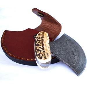 Couteau à pizza de haute qualité en acier Damas et bois avec tête de hache, manche en os, outil de découpe de cuisine, personnalisable - Product Image 4