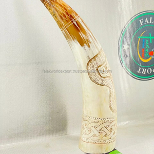 Nuevo superventas buey búfalo tallado a mano vikingo Medieval respetuoso con el medio ambiente estilo Animal beber cuerno soportes de hierro cuernos naturales cerveza - Product Image 4
