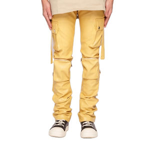 2025 New <b>Outfit</b> Low MOQ Men <b>Leather</b> Stacked Pant Solid Color Custom Made Men <b>Leather</b> Stacked Pant in Wholesale Price OHM - Product Image 1