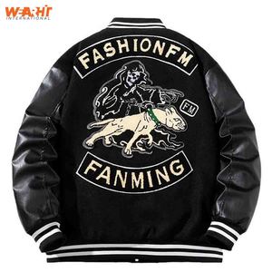 Veste universitaire pour homme de marque OEM avec patch en chenille, vêtements de rue, broderie en cuir de baseball, logo personnalisé, vestes universitaires d'hiver - Product Image 2
