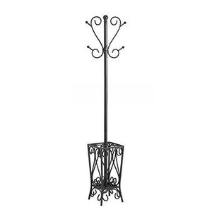 69" Tall Black Finish Metal Single Tier Eco-Friendly Floor Type Coat Rack with <b>Umbrella</b> <b>Stand</b> Stylish Storage Holder & Rack - Product Image 1
