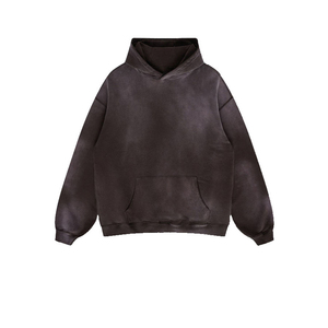 2024 hommes de haute qualité 100% coton lavé à l'acide hiver polaire à capuche multicolore imprimé solide motif à capuche col en gros - Product Image 2