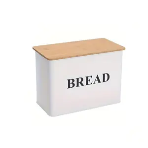 手柄面包盒竹盖大容量烘焙食品储罐方形金属面包盒储物