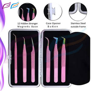 Bahasa Pro แหนบถอนขนตาสีชมพูแบบสแตนเลสวัสดุนาโนหลากหลายสีรุ้งบรรจุภัณฑ์ออกแบบได้ตามต้องการการตกแต่งคิ้วเพิ่มวอลลุ่ม - Product Image 5