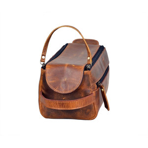 High Quality Vintage Style Durable <b>Large</b> Capacity PU Shave Kit <b>Bag</b> Lightweight Reusable Factory Direct Low Price <b>Zipper</b> - Product Image 2