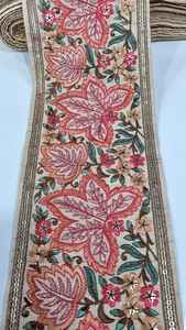 Custom Made Floral Embroidered <b>Ribbons</b> with Multi Colored Flowers and Leaves in Broad Sizes Ideal for Resale by <b>Ribbon</b> Stores - Product Image 6