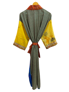 Robe portefeuille indienne tunique sari robe robe de mariée robe de maternité robe cadeau robe de plage fête porter indien imprimé soie sari kimono, - Product Image 4