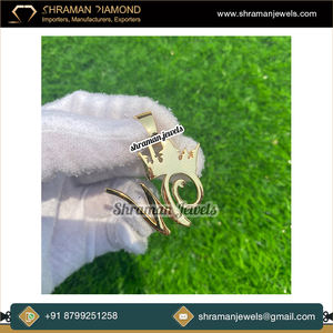 Trendy Hip Hop Custom <b>Initial</b> Alphabet Letter & Crown Pendant 925 <b>Silver</b> Lab Grown Diamond Gold Plated Birthday Gift for Him/Her - Product Image 3