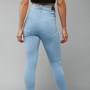 Pantalones Vaqueros de Algodón de Alta Calidad para Mujer, Pantalones Casuales de Mezclilla de Color Sólido, Pantalones de Mezclilla Transpirables de Corte Ajustado, Ropa Exterior de Mezclilla para Mujer - Product Image 3