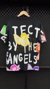 T-shirts multicolores à imprimé ange avec col clouté, style streetwear, coton, style vintage, imprimés, respirants, patchwork, pour hommes - Product Image 2