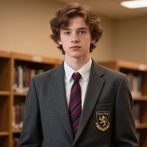 Casquette en chenille écologique avec broderie personnalisée de lettres anglaises, motif de marteaux croisés rouges circulaires, bordure en corde bleue - Product Image 6