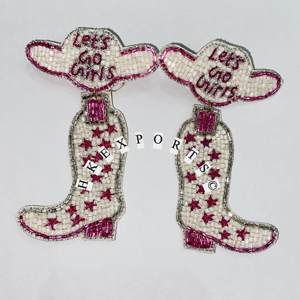 Handmade Westernรองเท้าคาวบอยโรเดย์ลูกปัดห้อยต่างหูBohoแฟชั่นเครื่องประดับสําหรับผู้หญิง - Product Image 3
