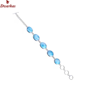 Bracelet en pierres précieuses de Larimar naturel pour femmes Bracelets à breloques en argent sterling 925 Bijoux fins en forme de clé Idée cadeau du fabricant en or - Product Image 3