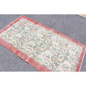 Alfombra Turca de 3.6x6.5 pies, Alfombra Vintage Decorativa, Alfombra Marroquí Roja - Product Image 4