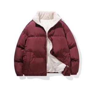 Parka acolchada con forro de lana de invierno para hombre y mujer, abrigo de lana grueso y cálido coreano, ropa de calle larga, cuello con capucha informal de Hip Hop - Product Image 3