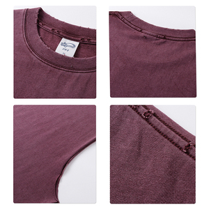 Vente en gros de t-shirt en coton rétro vintage personnalisé débardeur streetwear respirant tricoté pour hommes t-shirt sans manches délavé à l'acide - Product Image 3