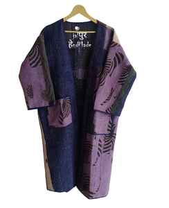 Chaqueta Kimono Larga Kantha Vintage Hecha a Mano, de Secado Rápido, Estilo Boho, Bordada, para - Product Image 2