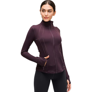 Activity <b>Jacket</b> Full Zip Top Women Lightweight Stretchy <b>Yoga</b> Training Soft Comfort Nylon Spandex Fabric Skinny Sweat-Wicking - Product Image 1