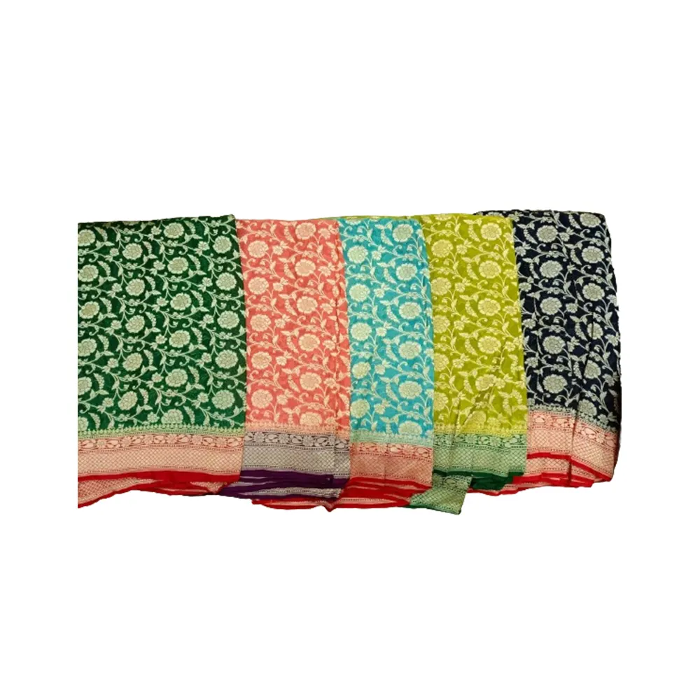 Nova coleção de Saree Pure Khaddi Georgette para Casamentos e Festivals de trabalho de sequência a baixo preço